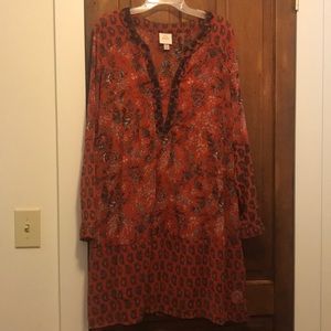 Knox Rose Orange Floral Dress Size L